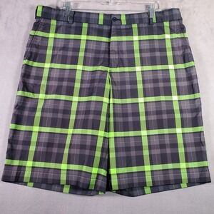 Nike Golf Shorts Mens‎ 38 Black Green Plaid Disney Cruise Mickey Dri Fit Active